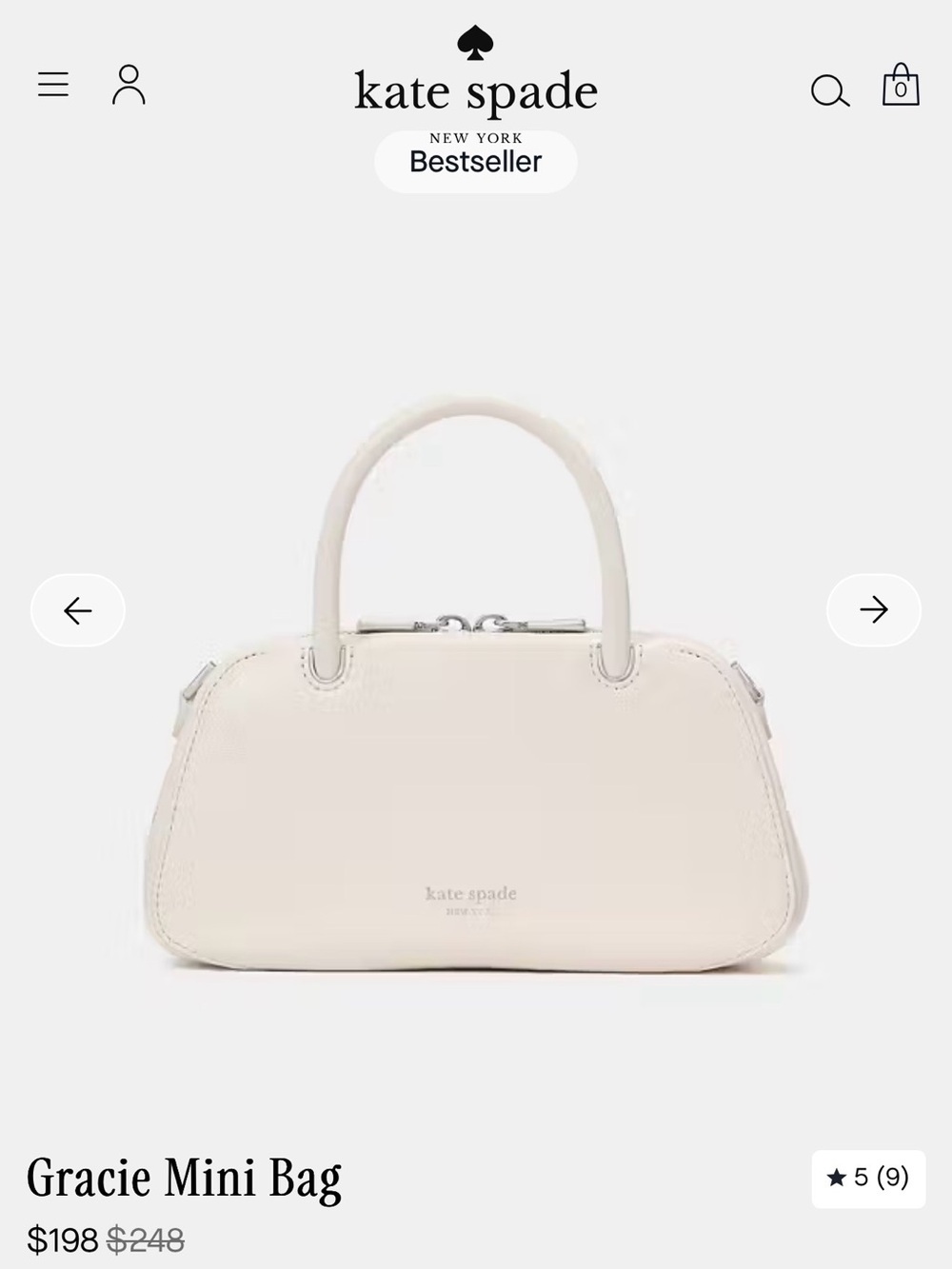 NWT Kate Spade Grace Mini East West Leather Crossbody Timeless Taupe $198 - Picture 6 of 12